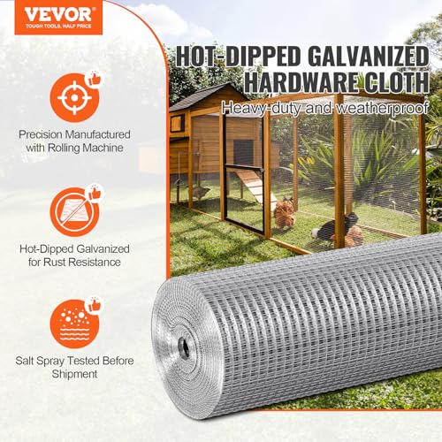 VEVOR 1/2 Inch Hot Dipped Galvanized Wire Mesh 24x100ft
