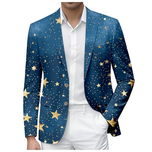 Generisch Chaqueta de manga larga con estampado de lentejuelas para hombre, chaqueta de manga larga, para bodas y fiestas, ropa formal de discoteca, chaqueta de entretiempo, chaqueta de negocios