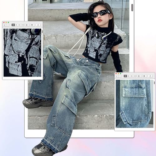Kids Cowgirl Y2k Heart Jeans Solid Casual Zipper Fly Petite Jeans Cropped Ankle Length Children's Clothing4