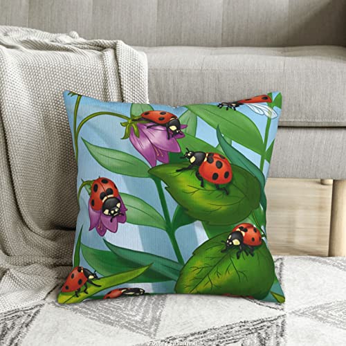 Ladybug Print Throw Pillow Covers,Decorative Soft Corduroy Cushion Covers For Living Room Bedroom Couch Bed Sofa #TOP6