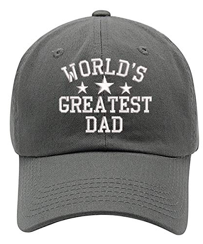 Top Level Apparel World's Greatest Dad Embroidered Low Profile Soft Cotton Baseball Cap Grey