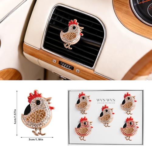 Image of 5 PCS Chicken Car Decor,shiny Rooster Air Freshener Vent ClipsCar Accessories Decoration for ,Reusable Essential Oil Diffuser,Universal for Most Cars (Chicken)