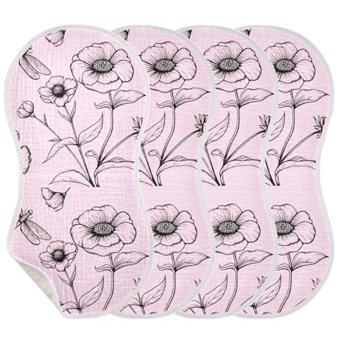 Flowers Butterflies Pink Burp Cloths for Babies Burp Rag Cotton Spit Up Rag for Babies Infant Newborn3