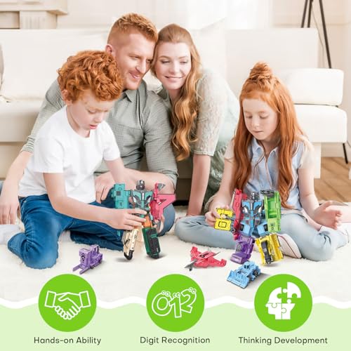 Image of Transforming Toys for Kids - Transformable Number Robots, Number Blocks for Learning & Play, Buildable Robot Set for Toddlers Ages 3-8, STEM Educational Toys for Boys & Girls Gifts