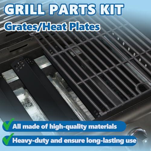 Image of SafBbcue Grill Parts Kit for Nexgrill 720-0925P 720-0925 Replacement Parts 4 Burner, Grill Grates for Nexgrill 5 Burner 720-0925 Cast Iron, Porcelain Steel Grill Heat Plates for Nexgrill 720-0925P