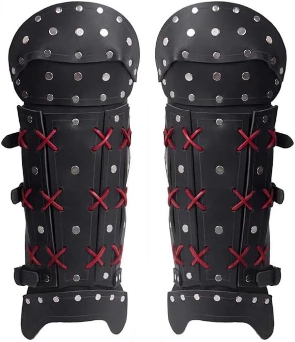 Leather Samurai Armor | Medieval Viking Cosplay Armor | Leather Knight Armor |Steampunk Fantasy Unisex Viking Armor (Black Leg Armor)