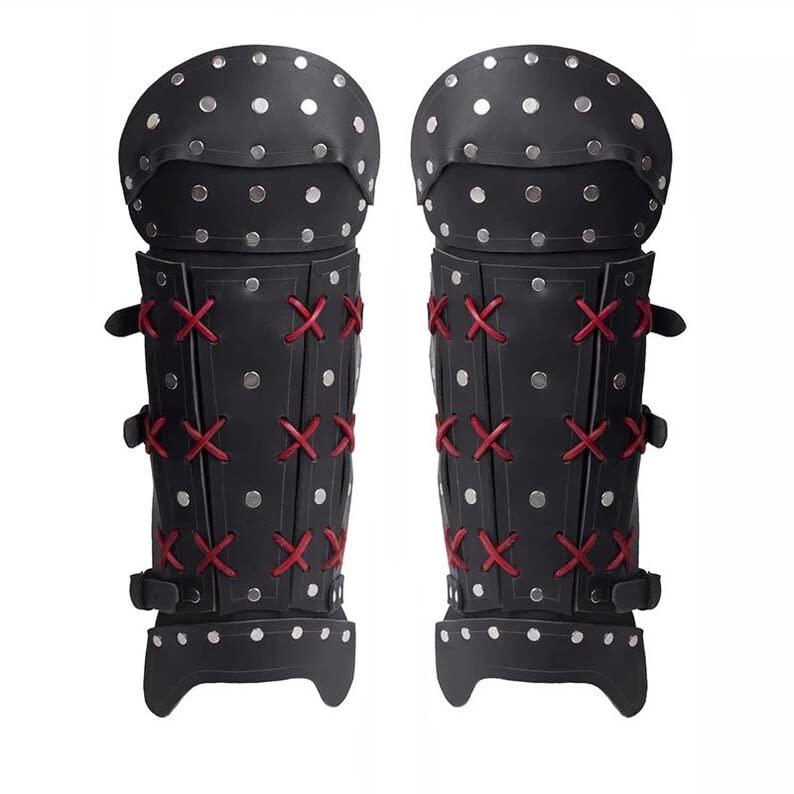REDSKY TRADERLeather Samurai Armor | Medieval Viking Cosplay Armor | Leather Knight Armor |Steampunk Fantasy Unisex Viking Armor (Black Leg Armor)
