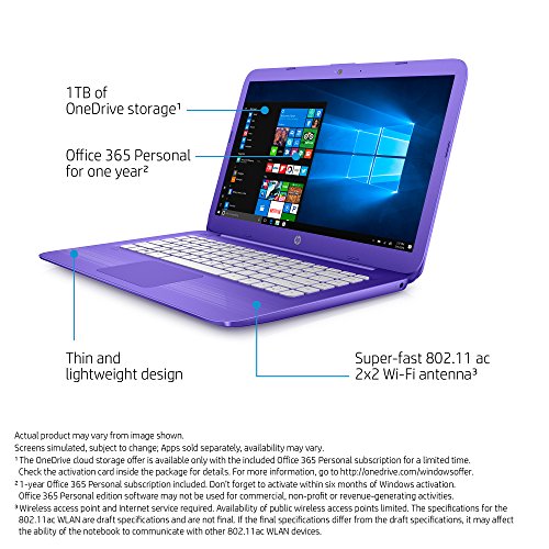 Image of HP Stream Laptop PC 14-ax020nr (Intel Celeron N3060, 4 GB RAM, 32 GB eMMC) with Office 365 Personal for one Year