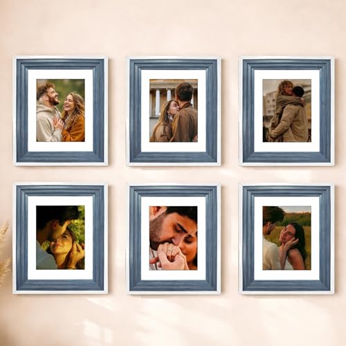 Image of Art Street Luxury Photo Frame for living room, Modern Step Design Photo Frames for Photograph, Art Work, Kids Room Set of 6 (8x12 Inch, Blue)