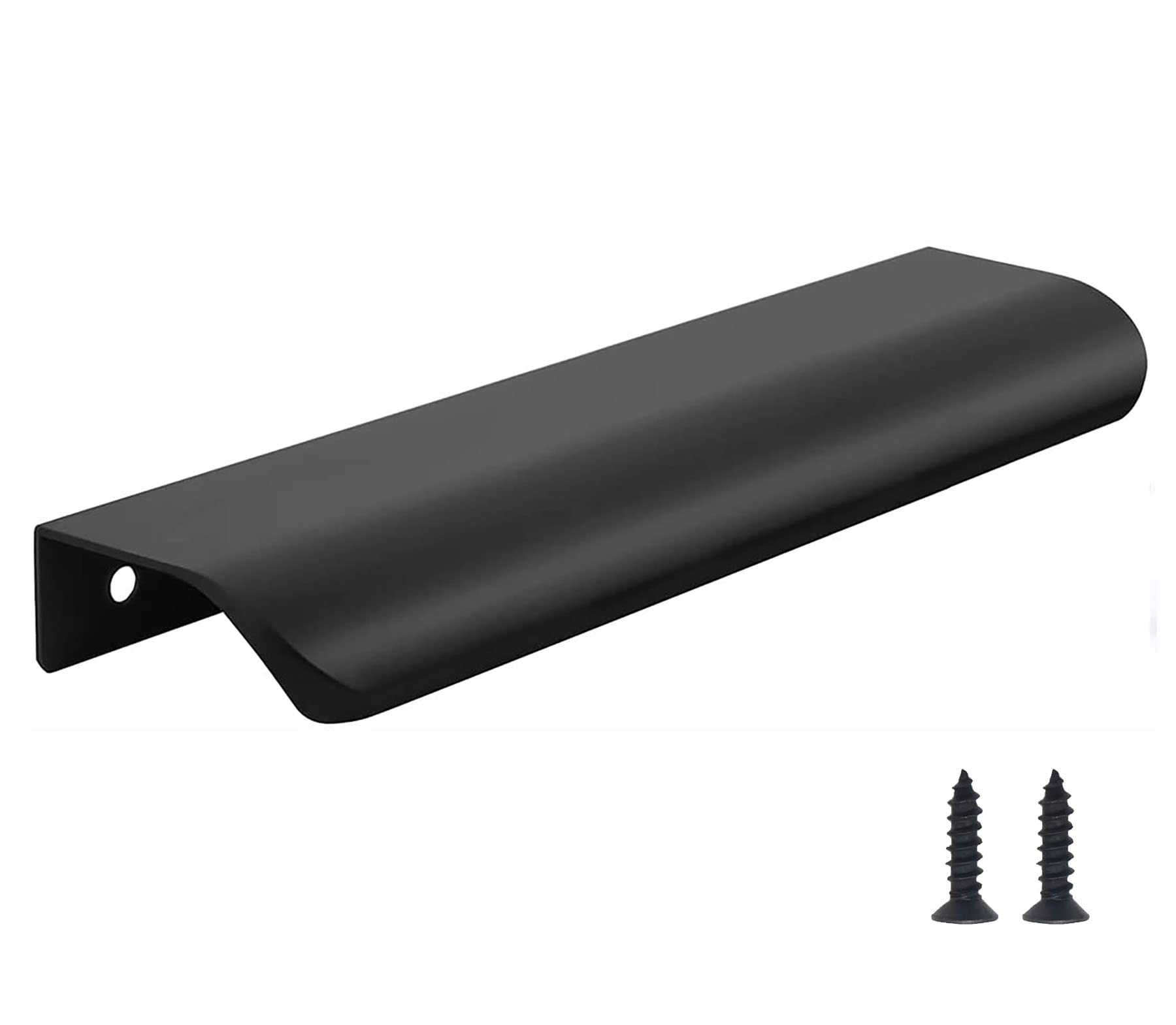 10 Pack Finger Edge Pull 150mm/5.9" Length Finger Pulls Back Mount Tab Pull Hidden Pull Handle for Home Kitchen Living Room Door Drawer Cabinet (Black)