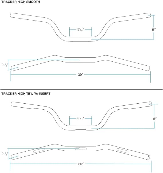 Biltwell | Tracker High Handlebar | Black Electroplate | TBW with Insert | 1 | Compatible With Cable Operated Throttles and Harley's Throttle-By-Wire Control Module