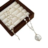DACKLOONG Collar largo de perlas barrocas naturales tejidas a mano para mujer, cadena larga, versátil, hecha a mano