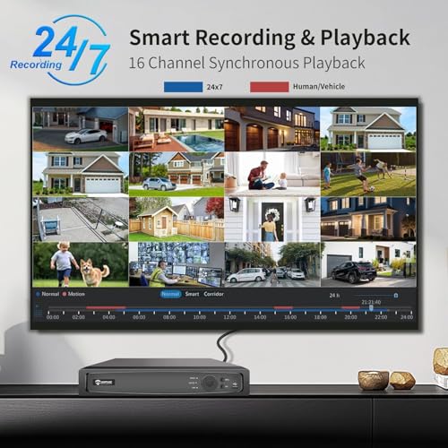 Image of Anpviz 4K 16Ch 16X8MP Wired PoE Security Camera System 12MP NVR, 4TB HDD | Strobe Sound Light Alarm, Human /Vehicle Detection, Two Way Audio, 12MP NVR Plug & Play for Business 24 /7 Recording