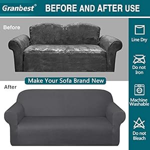 Granbest Thick Loveseat Sofa Covers for 2 Cushion Couch Stylish Pattern Couch Covers for Sofa Stretch Jacquard Sofa Slipcover for Living Room Dog Pet Furniture Protector (Medium, Gray) Granbest Thick Loveseat Sofa Covers for 2 Cushion Couch Stylish Pattern Couch Covers for Sofa Stretch Jacquard Sofa Slipcover for Living Room Dog Pet Furniture Protector Medium Gray