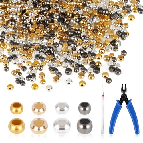Pack of 1600 Crimp Beads, 2 mm 2.5 mm Mixed Round Crimp Beads