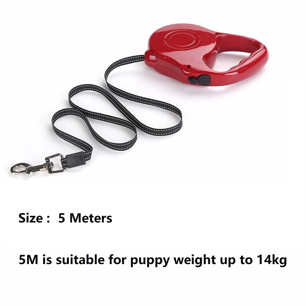 Guinzaglio per cani， Guinzaglio estensibile for cani, 5 m, resistente, in nylon, retrattile, automatico, for passeggiate con cuccioli(Black)