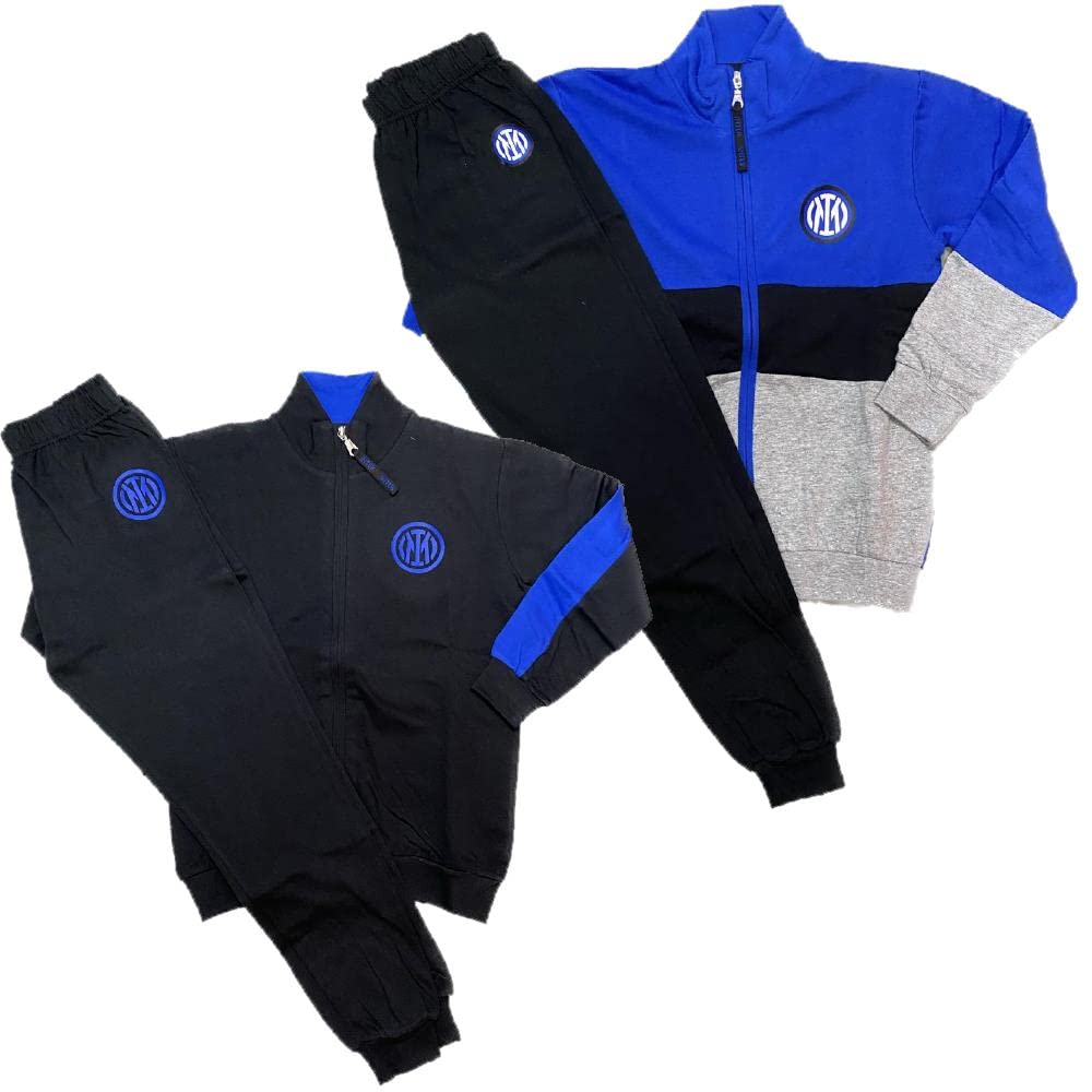 Tuta Pigiama Inter Tute Ragazzo Homewear Full Zip Ufficiale Caldo Cotone Pigiami Personalizzati con Nome e Numero PS 41156