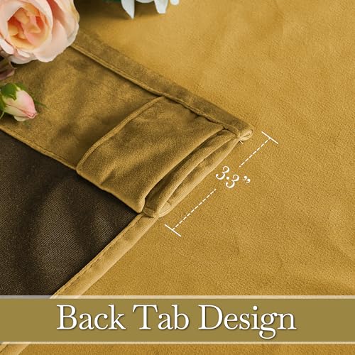 Image of RYB HOME Rich Gold Brown Velvet Curtains 84 inches, Thermal Insulated, Light Blocking, Elegant Rod Pocket Velvet Drapes for Living Room, 52 inch W x L102 L, 2 Panels Set