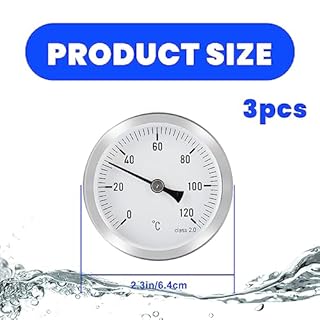 Termometri a tubo di riscaldamento, 3 pezzi, termometro tubolare, indicatore di temperatura con molla Clip-On, termometro a puntatore 0 – 120 °C 63 mm