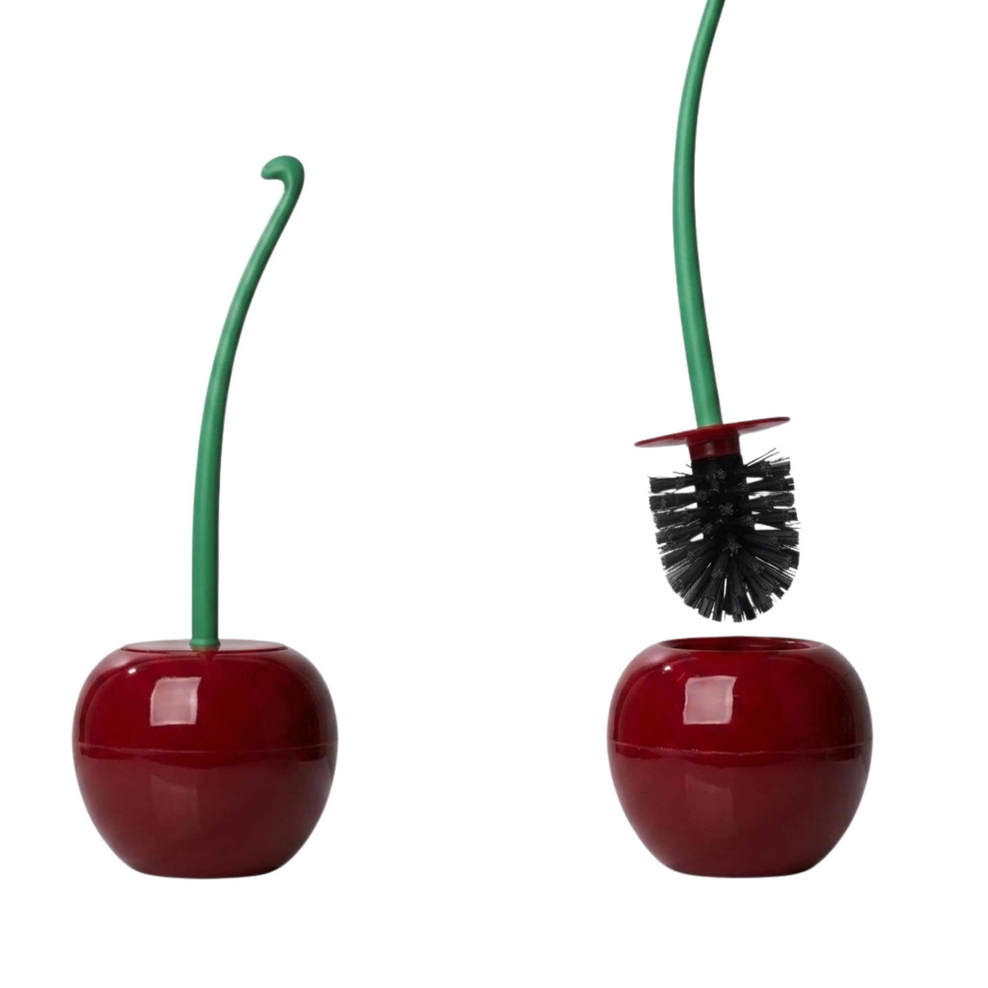 W-Direct Cherry Toilet Brush With Fruit Shaped Holder (Cherry) - Decorative Freestanding Bathroom Wc Brush Set - Apple & Design Toilet Cleaner
