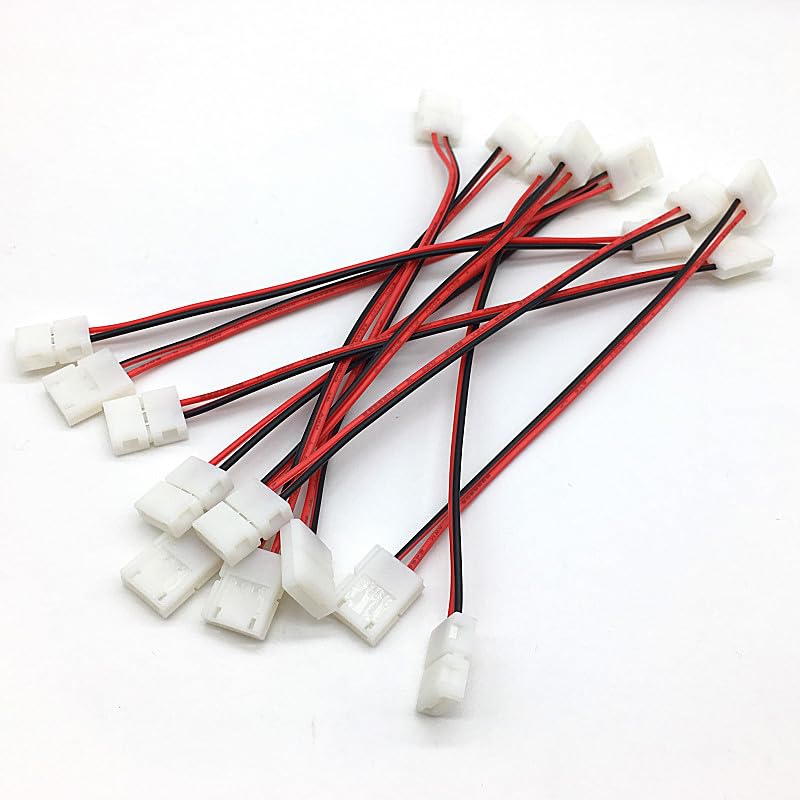 Wiring Connecting Terminals 100pcs/lot LED Strip Connector 2pin 10mm 8mm Two End One End with Wire Free Welding Connector No Need Soldering - (Color: 8mm one end)