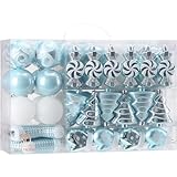 Sea Team 77-Pack Assorted Shatterproof Christmas Balls Christmas Ornaments Set Decorative Baubles Pendants with Reusable Hand-held Gift Package for Xmas Tree (Babyblue)