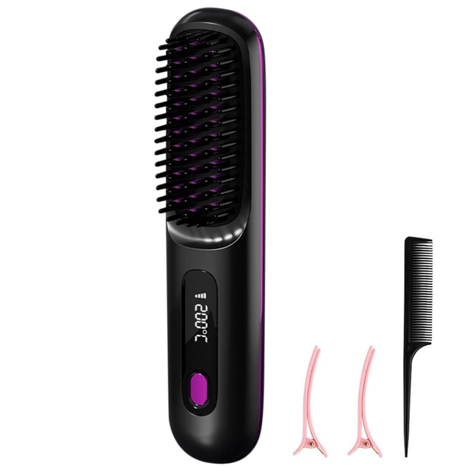 Go Brush Pro Peigne chauffant portable avec 3 modes de température - Brosse à lisser les cheveux sans fil pour le coiffage et les voyages