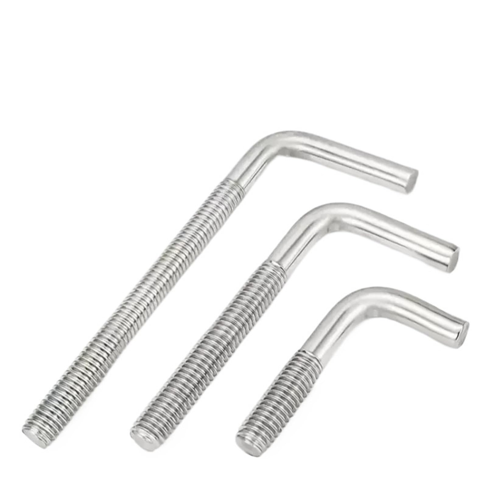 CIGPKLO L Shaped Hooks Screw M4-M12 304 Stainless Steel Right Angle Anchor Bolt, L-Shaped 7-Type Fixing Screw Fastener(M6x40mm(5pcs))