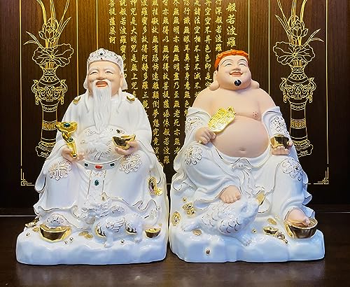 Estatuas de Buda de cerámica blanca Than Tai Ong Dia de 9 pulgadas miniatura 5
