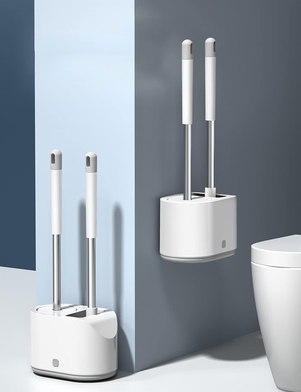 Szczotka toaletowa Toiletborstel Dubbele borstel Toiletpotborstel Lange steel Wandgemonteerde toiletreiniger Borstel Siliconen toiletwasser Moda