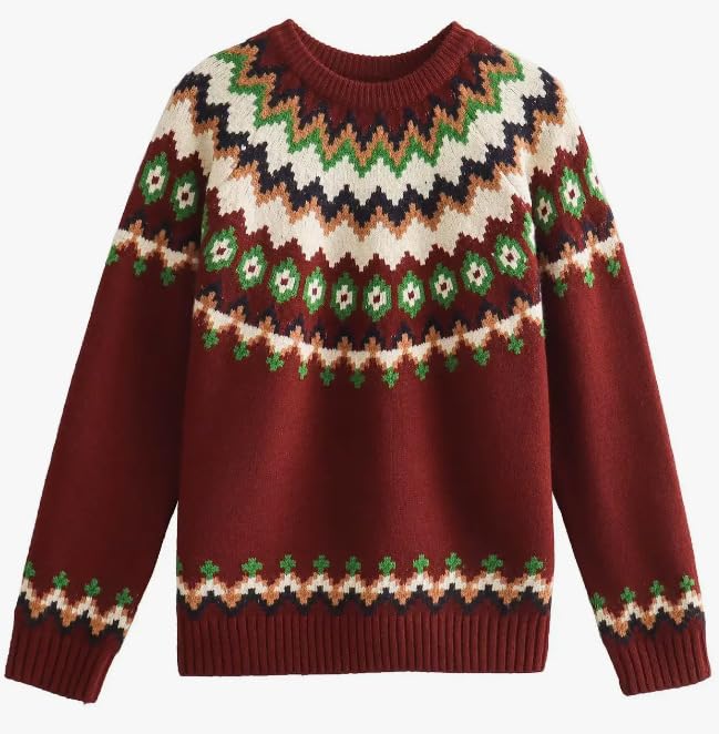 Akivide Womens Pullover Vintage Sweaters Fall Winter Casual Loose Long Sleeve Knitted Sweaters Tops3