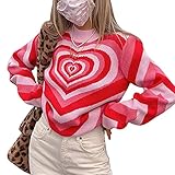 Women Y2K Heart Sweater Long Sleeve Crewneck Vintage Loose Pullover Harajuku Aesthetic Knitwear E-Girl 90s Streetwear (Heart red, S) Women Y2K Heart Sweater Long Sleeve Crewneck Vintage Loose Pullover Harajuku Aesthetic Knitwear E-Girl 90s Streetwear (Heart red, S)