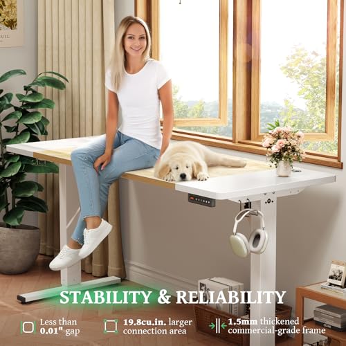 Image of SIAGO Electric Standing Desk Adjustable - 48 x 24 Inch Sit Stand up Desk with 0.8 Inch Thick Tabletop - Adjustable Height Table with 3 Memory Preset, Cable Management for Home Office