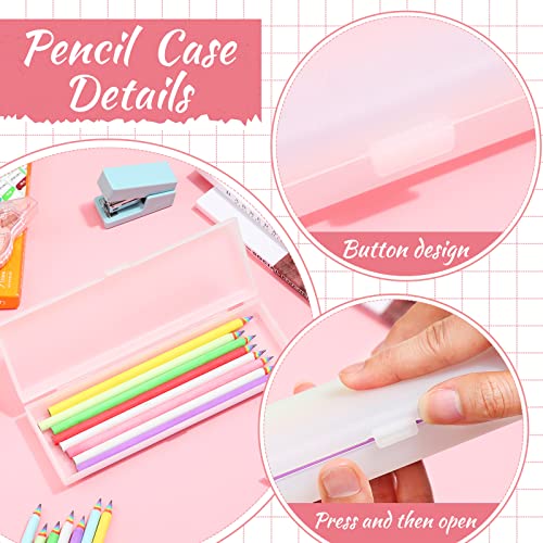 Image of Yexiya 30 Pack Pencil Box Clear Plastic Pencil Case Bulk 7.9 x 2.8 x 1 Inches Pen Storage with Hinged Lid Stackable for Pens Crayons School Office Supplies Organization