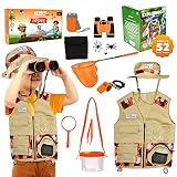 WHIZTAR Complete Kids’ Outdoor Adventure Explorer Set Camping and Backyard Safari Kit with Hat, Vest, Binoculars, Magnifying Glass, Flashlight, Butterfly Net, Bug Container, Whistle, Exploring Book