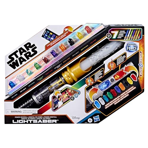STAR WARS Power Crystal Lightsaber, 7 Colors & 10 Crystals, 50+ Color-Changing Combinations, Lights & Sounds, Toys for Boys & Girls Ages 4+