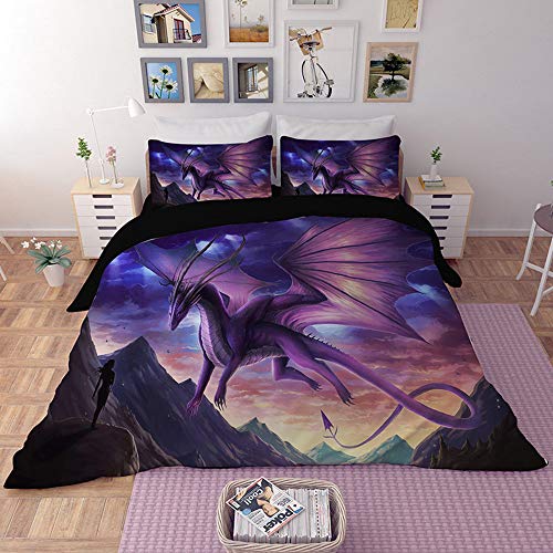 Funda de edredón de dragón morado en 3D, el regalo original para cama 150 3