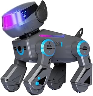 Smart Robot Dog Toy for Kids - Interactive Puppy with Bluetooth, Rechargeable, Gift for Boys Girls Ages 6-12 (Grey)