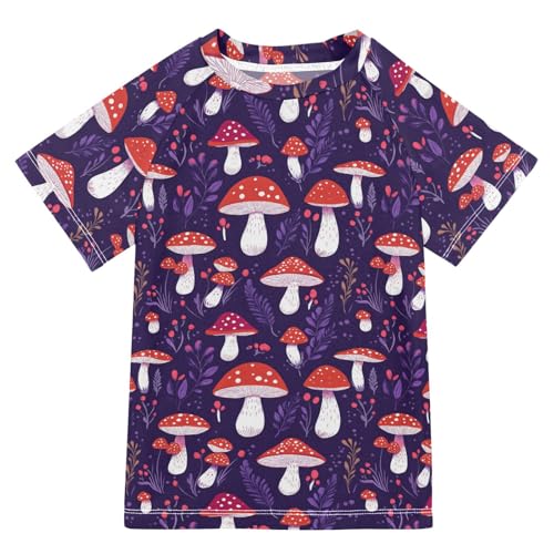 Rash Guard Bathing Suit Girls Short Sleeve Girls Rash Guard Swimsuit 7T Red Mushrooms Termitomyces Albuminosus
