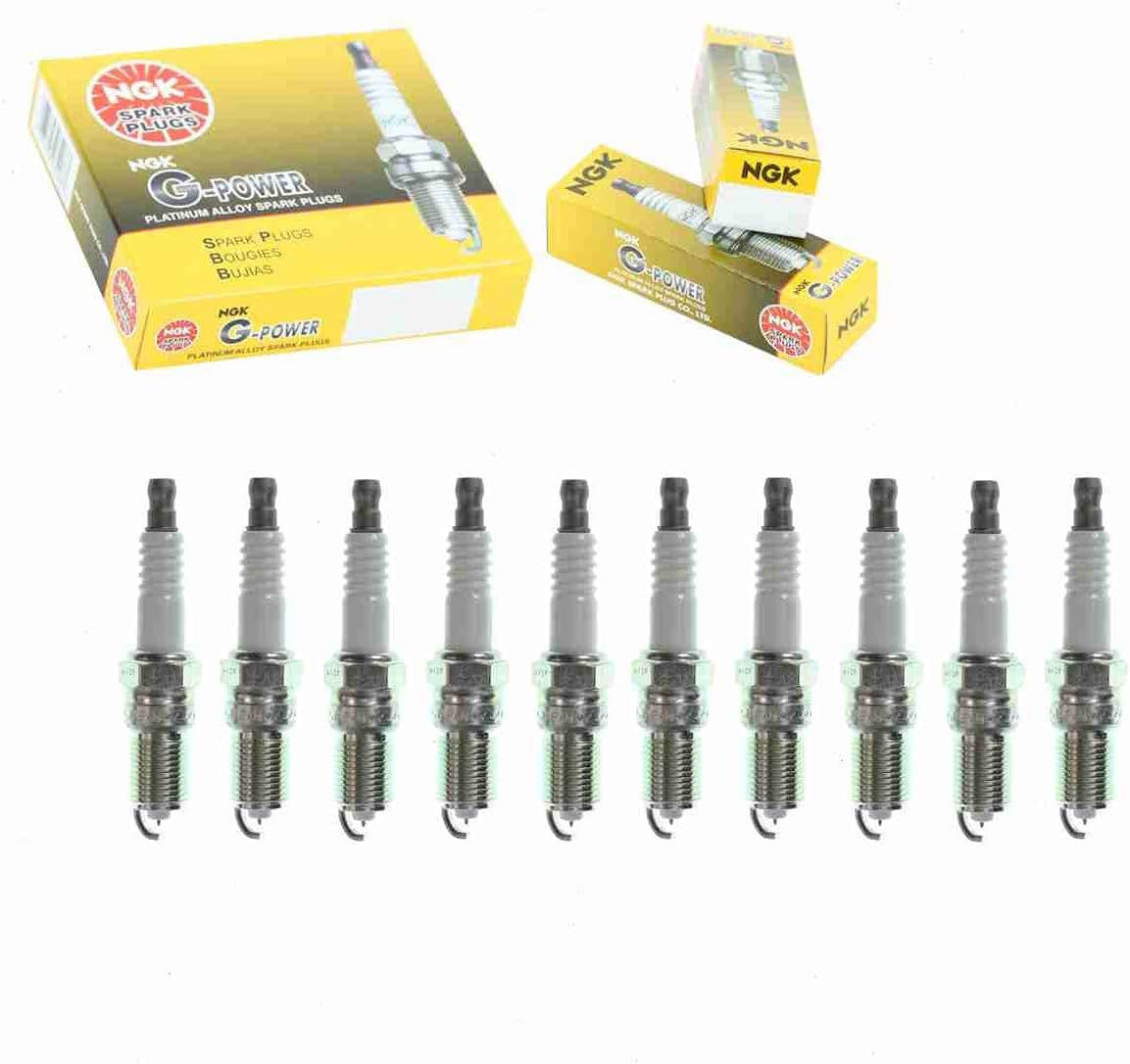 10 pc NGK G-Power Spark Plugs compatible with Ford E-450 Super Duty 6.8L V10 2003-2014
