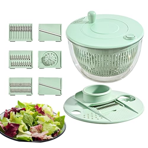 Picadora de verduras para ensalada, centrifugadora para ensalada con bomba grande, lavadora secadora, rallador, rebanadora, bomba giratoria, utensilio de cocina multiusos, centrifugadora para pasta y