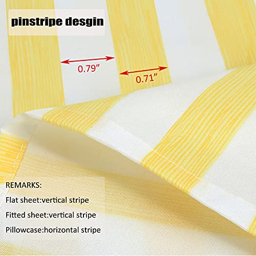 Image of Best Season 4 Piece Stripe Microfiber Stripe Sheet Set - Super Soft Luxury Hotel Deep Pocket, Fade & Wrinkle Resistant Bedding Set (Bright Yellow,Queen Size)