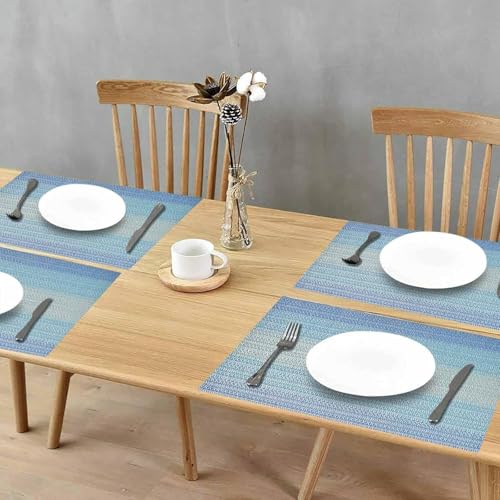 Image of Washable PVC Heat Resistant Colorful Place Mats for Kitchen Dining Table Mates Washable Heat-Resistant for Dining Table (Blue, Pack of 4)