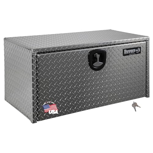 Image of Buyers Products 1705153 Diamond Tread Aluminum Underbody Truck Tool Box, 14 x 12 x 30, Made in USA, .100 in. Thick, Corrosion Resistant, Locking Compression Latch, Secure Storage for Work Trucks