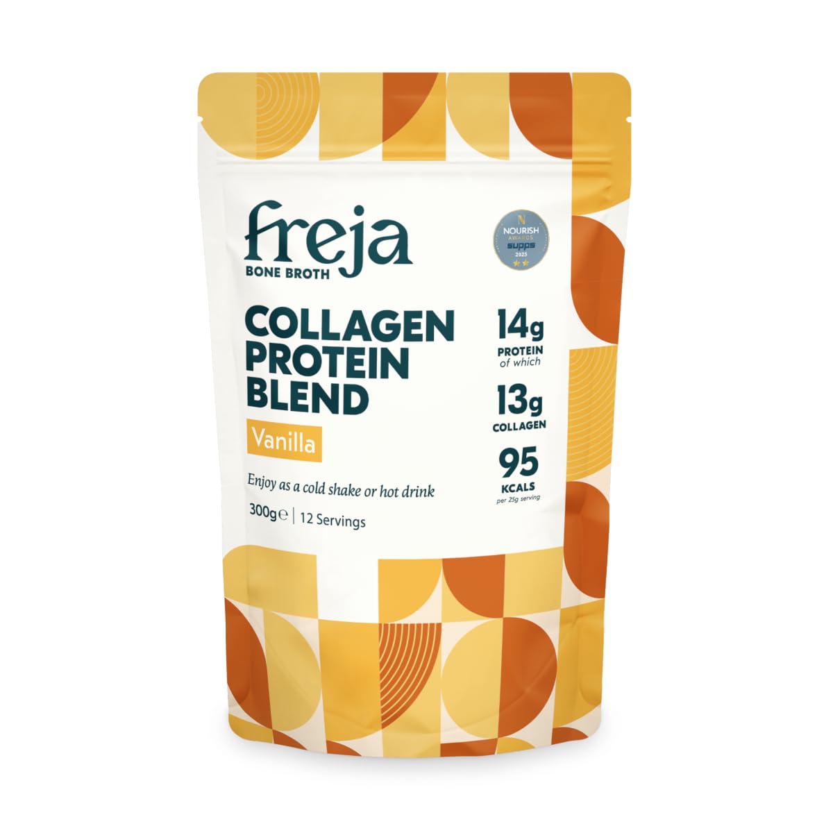 Freja Collagen Protein Shake | Vanilla | Natural Bone Broth Powder | Dairy & Gluten Free | 300g (12 Servings)