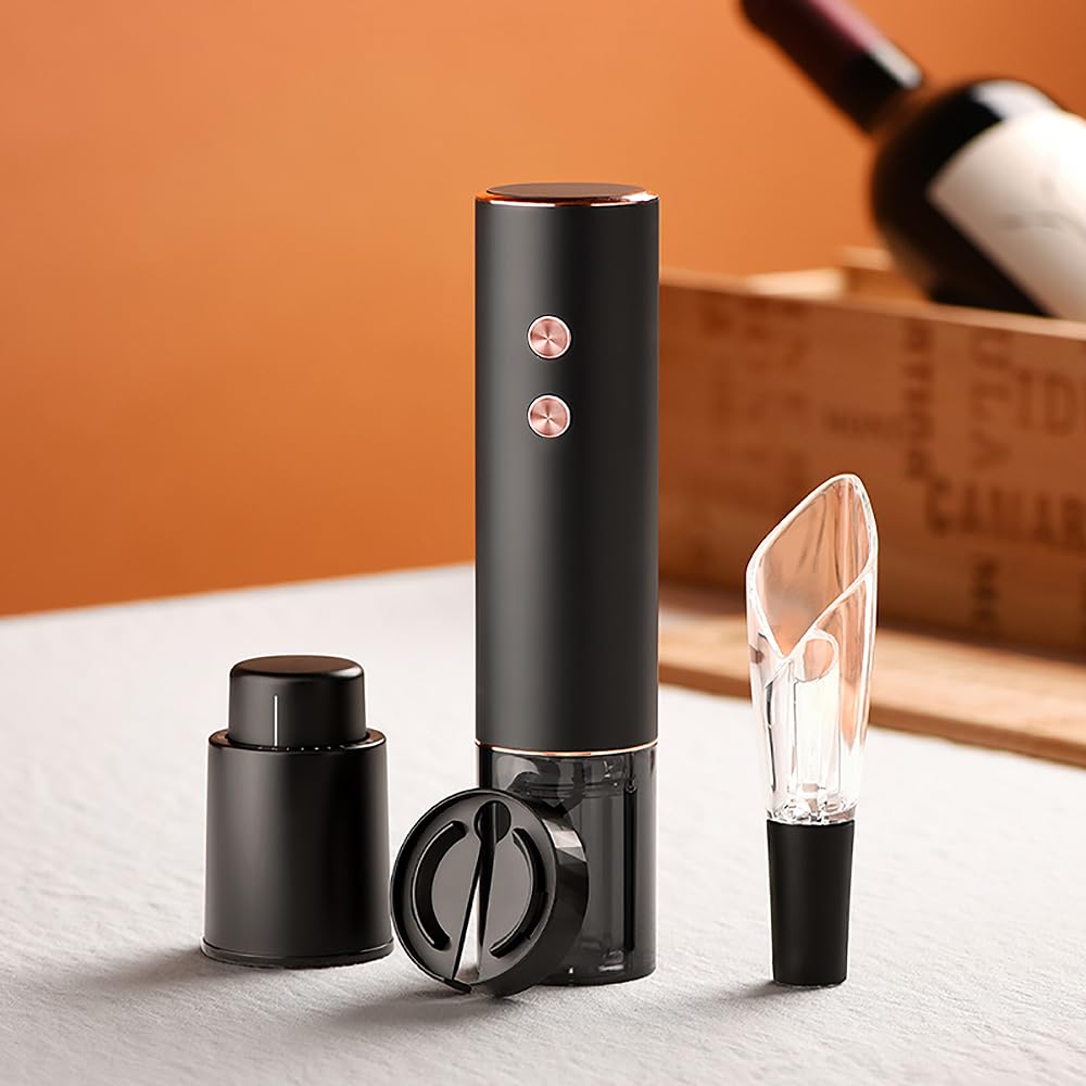 Tire Bouchon Électrique Ouvre Bouteille Automatique Décapsuleur pour Vin Professionnel pour Amateurs de Vins Cadeau de Luxe (Or, Jeu, Boîte Cadeau, Rechargeable)