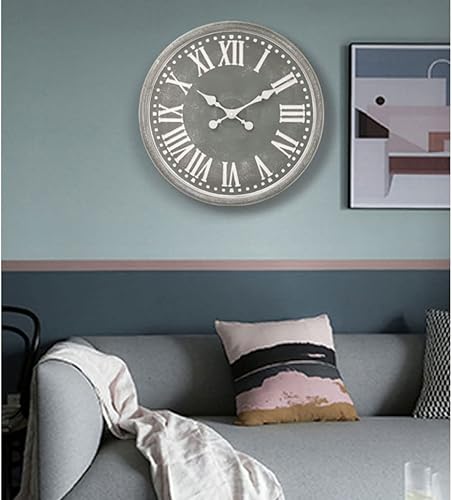Miniatura 6 de AOKLEY Reloj de pared Vintage Industrial Style Wall Clock Silent Non-Ticking Battery Operated 20 Inch MDF Wall Clock Roman Numerals for Bar Home