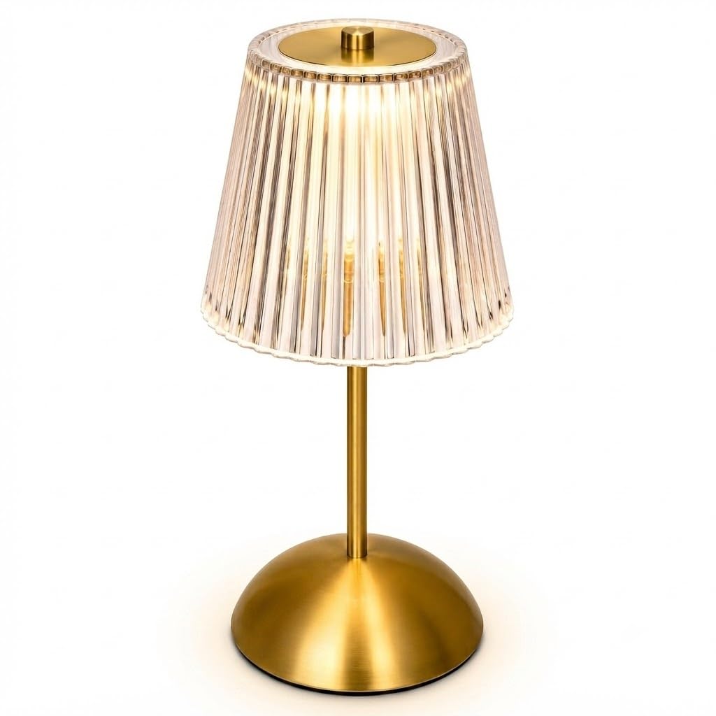 Luxury Crystal LED Table Lamp, Rechargeable Cordless Touch Bedside Lamp with 3 Color Dimmable Light, Modern Gold Desk Lamp for Bedroom, Living Room, Restaurant, Home Décor Hotel & Café (Golden)-image-25
