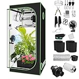 𝐉𝐚𝐱𝐠𝐮𝐨𝐦 Growzelt Komplettset 100x100x200cm, 240W Faltbar LED Grow Lampe, Belüftungssystem mit Aktivkohlefilter, Indoor Pflanzenzelt