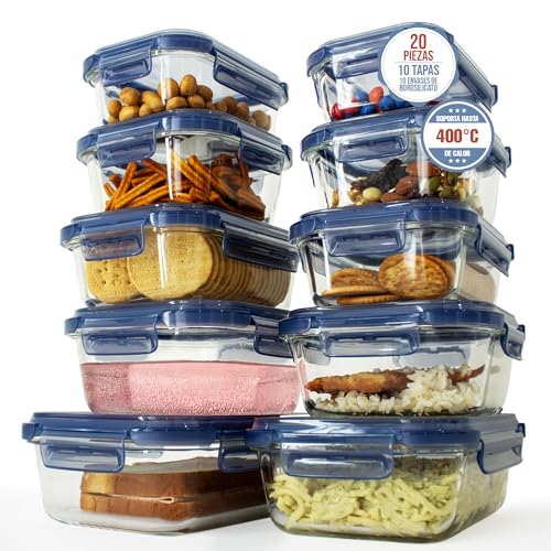 Opiniones y reviews de Tupper de Vidrio que Puedes Comprar On-line. 48 Keep Keeper Recipientes de Vidrio con Tapa Hermética - Juego 20 Piezas - Refractarios de Vidrio con Tapa - Contenedores de Vidrio para Alimentos - Meal Prep Containers - sin BPA